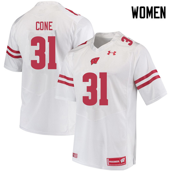 Women #31 Madison Cone Wisconsin Badgers College Football Jerseys Sale-White - Click Image to Close